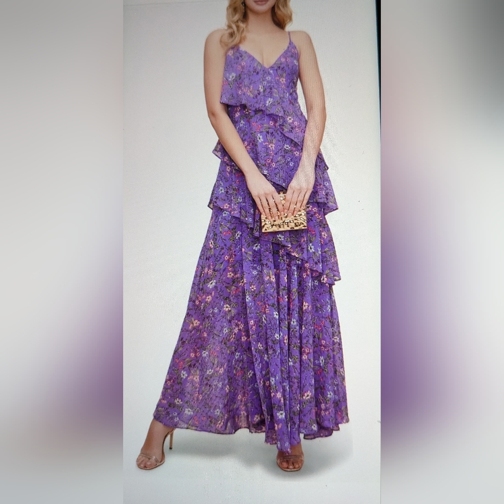ASTR the Label High slit ruffle floral print maxi dress